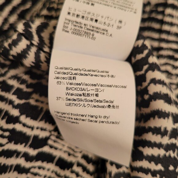 Hugo Boss Abstract Belted Maxi Dress 12 Button Front Silk DELKAS Black Fantasy - Picture 7 of 9